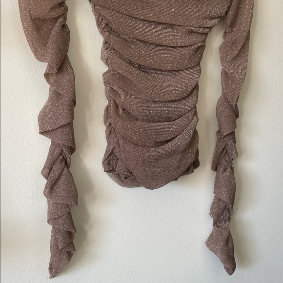 Sheer sparkle gathered waist top Large - Picture 3 of 8